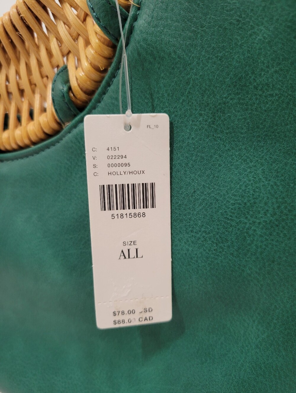 Anthropologie Marianne Green Faux Leather Bamboo Handle Crossbody Purse Bag NWT* - Picture 2 of 7
